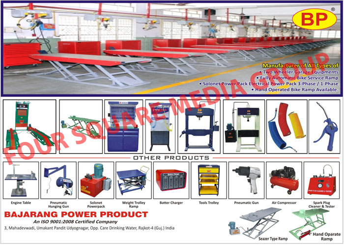 Two Wheeler Garage Equipments, Two Wheeler Service Station Equipments, Fully Automatic Bike Service Ramps, Fully Automatic Motorcycle Service Ramps, Three Phase Solonet Power Pack Electrical Power, Single Phase Solonet Power Pack Electrical Power, Hand Operated Bike Ramp, Hand Operated Motorcycle Ramp, 2 Wheeler Garage Equipments, 2 Wheeler Service Station Equipments, 3 Phase Solonet Power Pack, 1 Phase Solonet Power Pack, Engine Tables, Pneumatic Hunging Guns, Weight Trolley Ramps, Tools Trolley, Pneumatic Guns, Air compressors, Spark Plug cleaner, Spark Plug Testers, Seazer Type Ramps, Hand Operated Ramps, Plastic Machines, Vertical Plastic Plunger PLC Moulding Machines, Vertical Plastic Plunger Semi Automatic Moulding Machines, Hydraulic Presses, Breaklight Moulding Press, Break Light Moulding Press, Rubber Moulding Press, Breaklight Press, Break Light Press, Heavy Duty Bakelight Press, Screw Type Toggle Machine Two Wheeler Garage Equipments, Two Wheeler Service Station Equipments, Fully Automatic Bike Service Ramps, Fully Automatic Motorcycle Service Ramps, Three Phase Solonet Power Pack Electrical Power, Single Phase Solonet Power Pack Electrical Power, Hand Operated Bike Ramp, Hand Operated Motorcycle Ramp, 2 Wheeler Garage Equipments, 2 Wheeler Service Station Equipments, 3 Phase Solonet Power Pack, 1 Phase Solonet Power Pack, Engine Tables, Pneumatic Hunging Guns, Weight Trolley Ramps, Tools Trolley, Pneumatic Guns, Air compressors, Spark Plug cleaner, Spark Plug Testers, Seazer Type Ramps, Hand Operated Ramps, Plastic Machines, Vertical Plastic Plunger PLC Moulding Machines, Vertical Plastic Plunger Semi Automatic Moulding Machines, Hydraulic Presses, Breaklight Moulding Press, Break Light Moulding Press, Rubber Moulding Press, Breaklight Press, Break Light Press, Heavy Duty Bakelight Press, Screw Type Toggle Machine