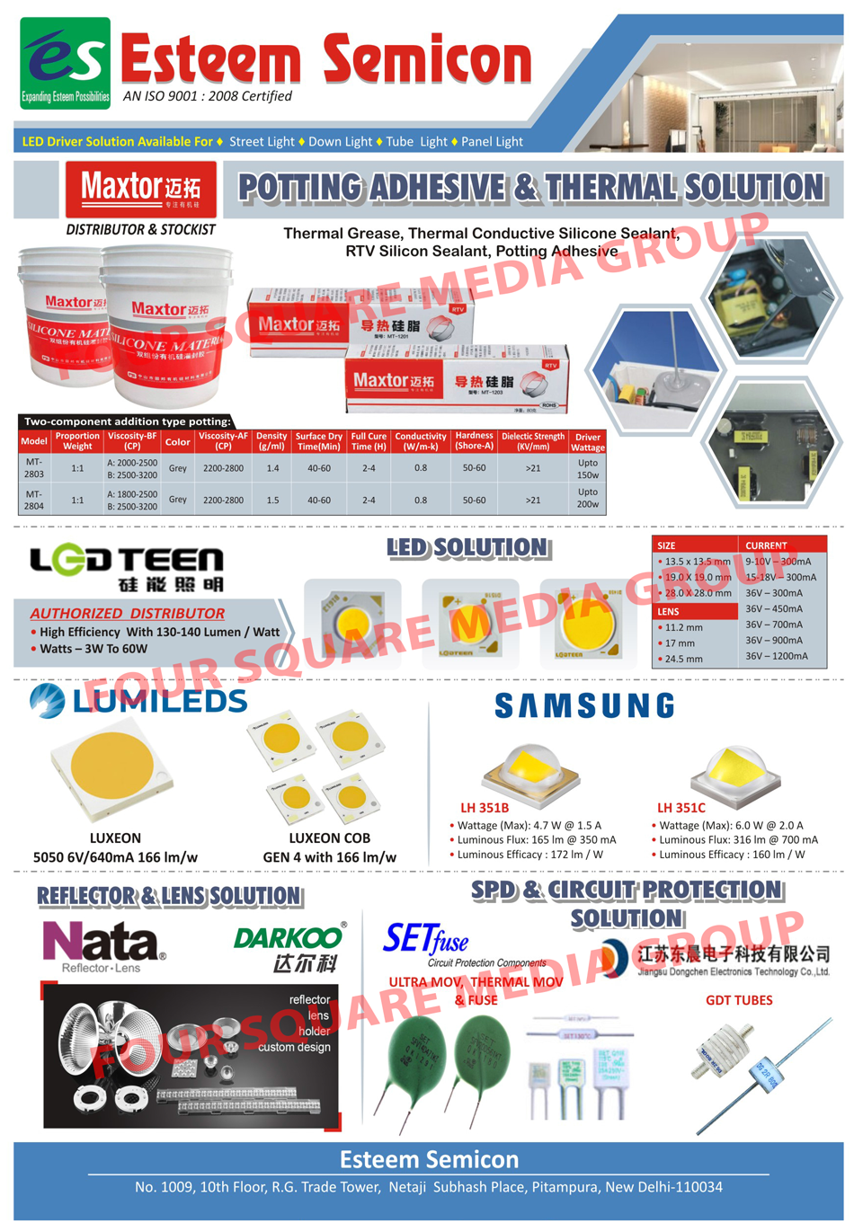 Potting Adhesive Solution, Thermal Solution, Led Solution, SPD Protection Solution, Circuit Protection Solution, Thermal Grease, Thermal Conductive Silicone Sealant, RTV Silicon Sealant, Led Driver Solution, Reflector Solution, Lens Solution, GDT Tubes, Ultra MOV, Thermal MOV, Thermal Fuses, Reflectors Lens, COB Potting Adhesive Solution, Thermal Solution, Led Solution, SPD Protection Solution, Circuit Protection Solution, Thermal Grease, Thermal Conductive Silicone Sealant, RTV Silicon Sealant, Led Driver Solution, Reflector Solution, Lens Solution, GDT Tubes, Ultra MOV, Thermal MOV, Thermal Fuses, Reflectors Lens, COB