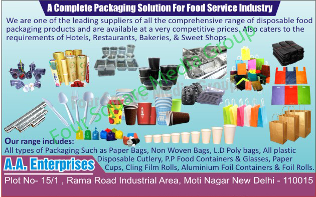 Disposable Food Packaging Products, Disposable Paper Bags, Non Woven Bags, LD Poly Bags, Plastic Disposable Cutlery, Disposable PP Food Containers,  Disposable Glasses, Disposable Paper Cups, Cling Film Rolls, Aluminium Foil Containers, Foil Rolls  