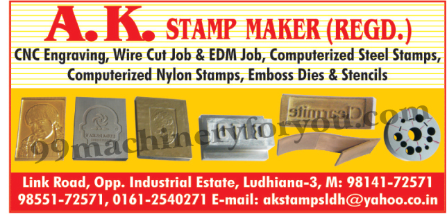 CNC Engraving, Wire Cut Job, EDM Job, Computerised Steel Stamps, Computerised Nylon Stamps, Emboss Dies, Emboss Stencils,Wire Gut Jobs