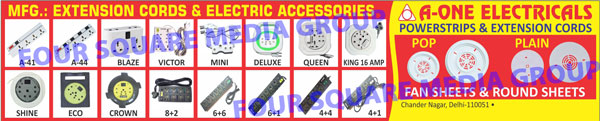 Extension Cords, Electric Accessories, Powerstrips, Fan Sheets, Round Sheets, POP Fan Sheets, Plain Fan Sheets