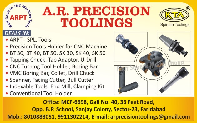 CNC Machine Precision Tool Holders, Tapping Chucks, Tap Adaptors, U Drills, CNC Turning Tool Holders, Boring Bars, VMC Boring Bars, Collets, Drill Chucks, Spanners, Facing Cutters, Bull Cutters, Indexable Tools, End Mills, Clamping Kits, Conventional Tool Holders