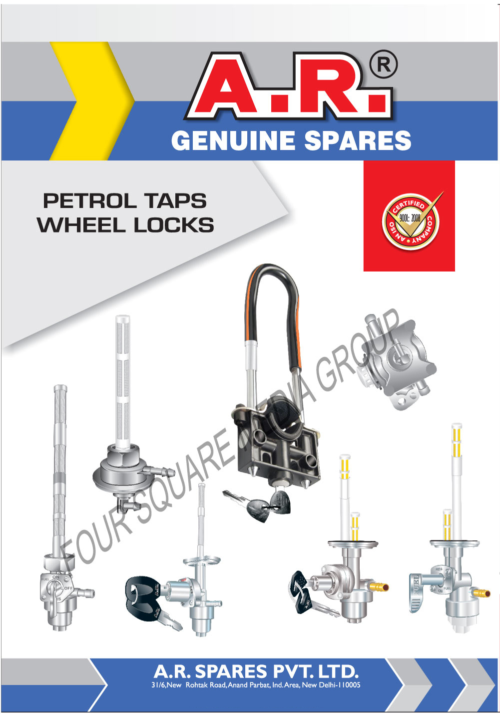 Petrol Taps, Wheel Locks, Disc Locks, Cable Locks, Helmet Locks, Petrol Tank Cap Locks, Seat Locks, Steering Locks, Tool Box Locks, Ignition Switches, Horn Dipper Switches, Pull Push Switches, RR Units, ODI Units, Rectifier, Ignition Coil, AC Regulator, Flashers, Buzzers, Bunners, Head Holders, Plug Caps, Fuel Cocks, Generator Fuel Cocks, Automotive Filters, Electronics Parts, Electricals parts