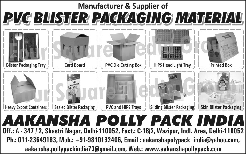 PVC Blister Packaging Materials, Card Boards, Blister Packaging Trays, PVC Die Cutting Boxes, HIPS Head Light Trays, Printed Boxes, Heavy Export Containers, Sealed Blister Packagings, PVC Trays, HIPS Trays, Sliding Blister Packagings, Skin Blister Packagings,Card Boxes