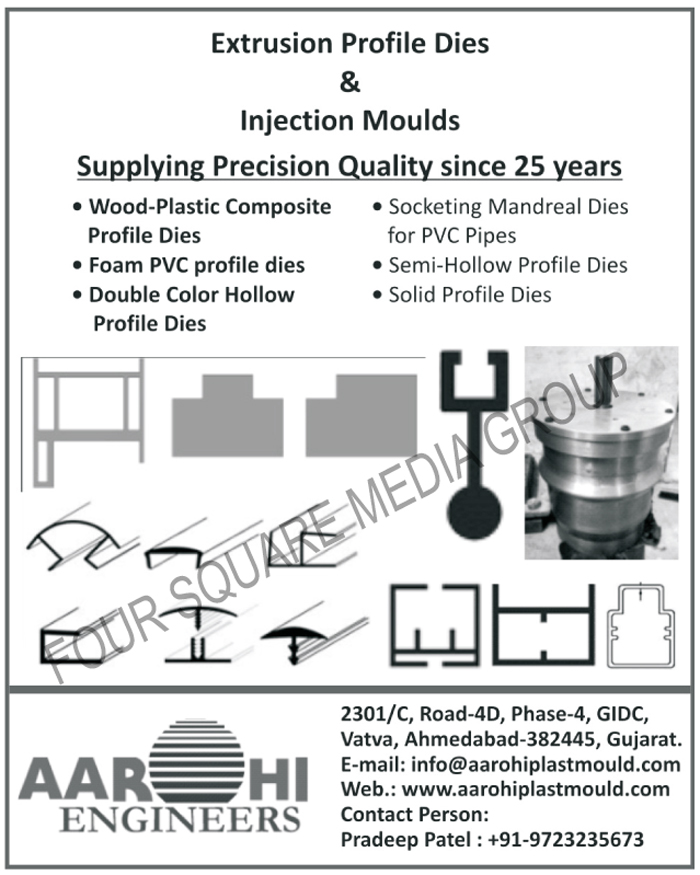 Extrusion Profile Dies, Injection Moulds, Injection Molds, Wood Plastic Composite Profile Dies, Foam PVC Profile Dies, Double Colour Hollow Profile Dies, Double Color Hollow Profile Dies, Socketing Mandreal Dies For PVC Pipes, Semi Hollow Profile Dies, Solid Profile Dies