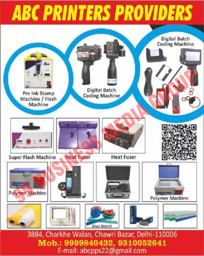 Pre Ink Stamp Machines, Pre Ink Flash Machines, Polymer Machines, Super Flash Machines, Heat Fuzers, Kiwi Brands, Digital Batch Coding Machines