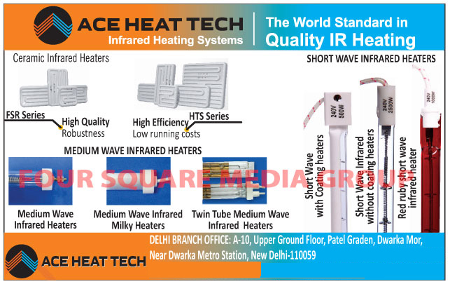 Ceramic Infrared Heaters, Short Wave Infrared Heaters, Medium Wave Infrared Heaters, Medium Wave Infrared Milky Heaters, Twin Tube Medium Wave Infrared Heaters