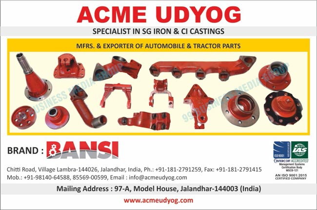 SG Irons, CI Castings, Automobile Parts, Tractor Parts