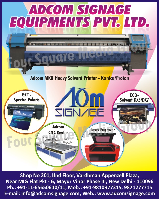 Solvent Printers, Laser Engravers, CNC Routers, Spectra Polaris,Printers