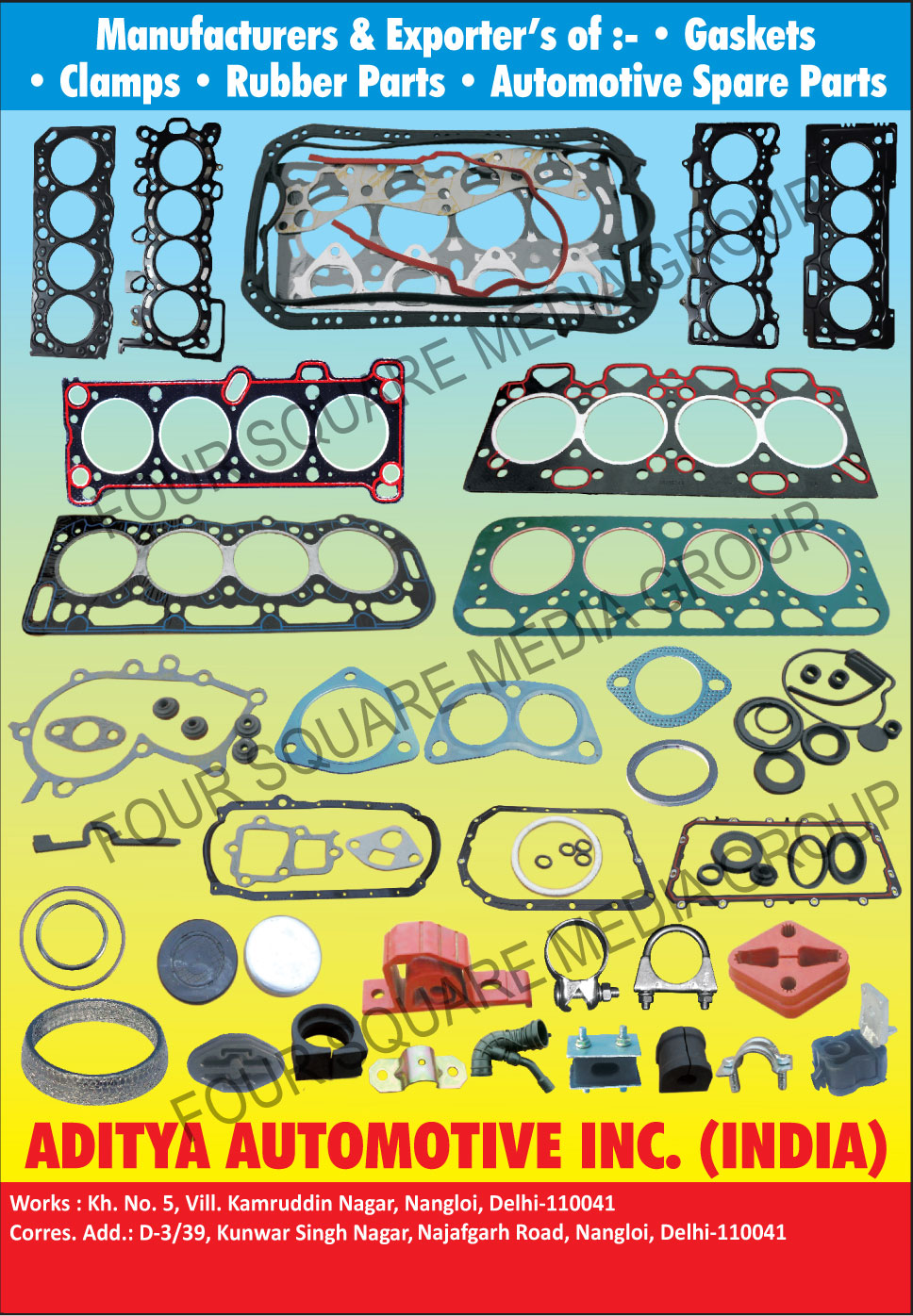 Automotive Gaskets, Automotive Rubber Parts, Automotive Spare Parts, Automotive Clamps