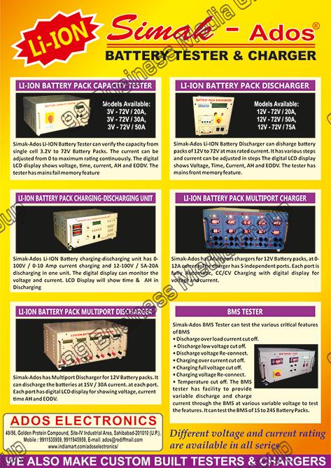 Battery Tester, Battery Charger, Li-Ion Battery Pack Capacity Tester, Li-Ion Battery Pack Discharger, Li-Ion Battery Pack Charging-Discharging Unit, Li-Ion Battery Pack Multiport Charger, Li-Ion Battery Pack Multiport Discharger, BMS Tester