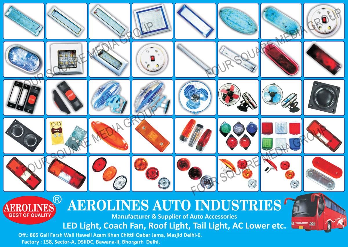 Bus Accessories, Bus Coach Fans, Bus Roof Lights, Bus Tail Lights, Bus AC Lowers, Led Automotive Lights, Automotive Led Lights,  Bus Tail Lights, Bus Led Lights