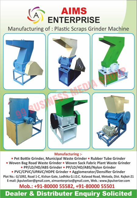 Sieving Machines, Milling Machines, Pulverizer Machines, Vibro Shifters, Ribbon Blenders, Double Chamber Pulverizers, Impact Pulverizers, Hammer Mills, Grinder Machines, Pulverizer Machines, Plastic Scrap Grinder Machines, Pet Bottle Grinders, Municipal Waste Grinders, Rubber Tube Grinders, Woven Bag Road Waste Grinders, Woven Stack Fabric Plant Waste Grinders, PP Grinders, LD Grinders, HD Grinders, ABS Grinders, Nylon Grinders, PVC Grinders, CPVC Grinders, UPAVC Grinders, HDPE Grinders, Agglomerator Grinders, Densifier Grinders