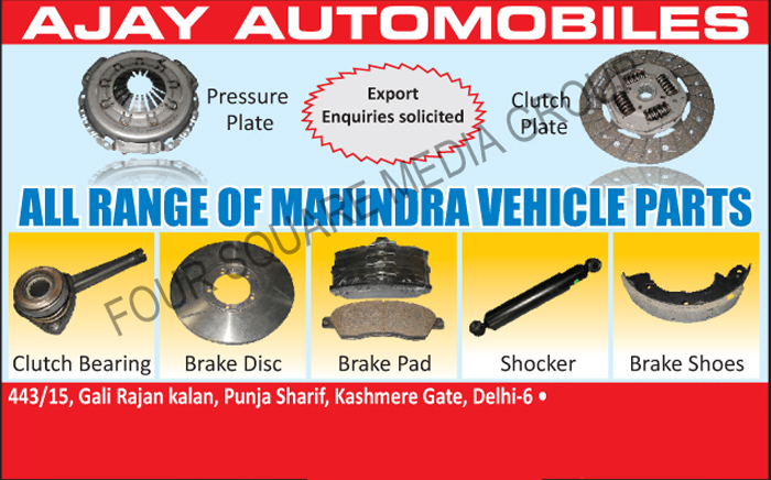 Pressure Plates, Clutch Plates, Clutch Bearings, Brake Discs, Shockers, Brake Shoes, Brake Pads,Automotive Parts