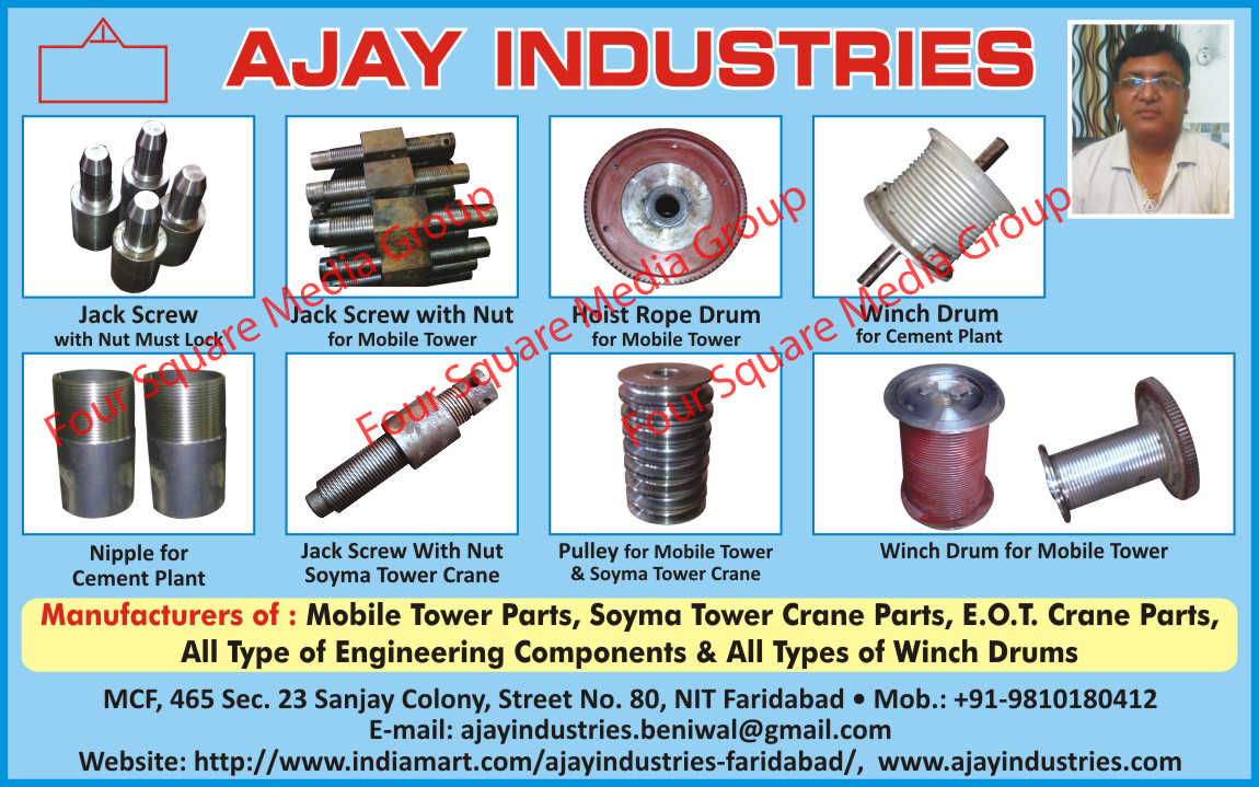 Jack Screw With Nut Must Locks, Mobile Tower Jack Screw With Nuts, Mobile Tower Hoist Rope Drums, Cement Plant Winch Drums, Cement Plant Nipples, Jack Screw With Nut Soyma Tower Cranes, Mobile Tower Pulleys, Soyma Tower Cranes, Mobile Tower Winch Drums