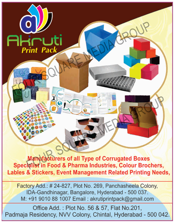 Corrugated Boxes For Food Industry, Corrugated Boxes For Pharma Industry, Colour Brochers Printing Services, Color Brochers Printing Services, Label Printing Services,  Sticker Printing Services, Event Management Related Printing Services, Leaflet Printing Services, Insert Printing Services, Food Product Boxes, Pharma Product Boxes