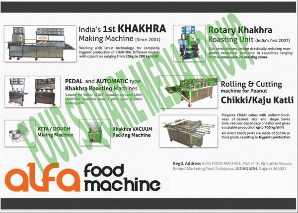 Khakhra Making Machines, Rotary Khakhra Roasting Unit, Khakhra Roasting Machines, Peanut Chikki Rolling Cutting Machine, Kaju Katli Rolling Cutting Machine