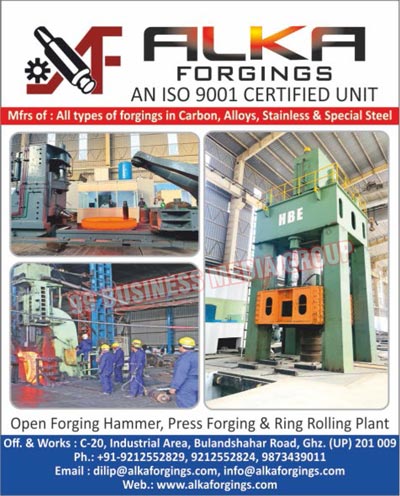 Forgings, Carbon Forgings, Alloy Forgings, Stainless Forgings, Special Steel Forgings, Open Forging Hammers, Press Forging Plants, Ring Rolling Plants
