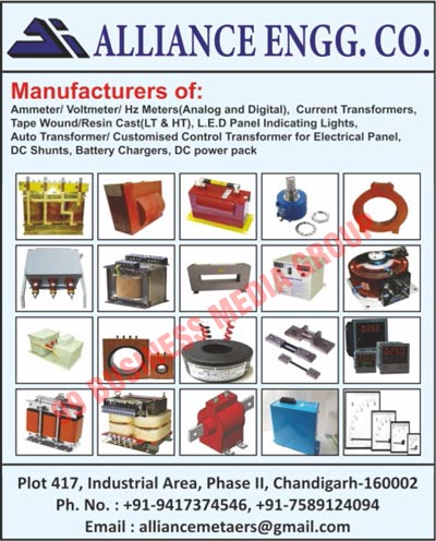 Ammeters, Voltmeters, Analog HZ Meters, Current Transformers, Tape Wounds, DC Shunts, Electronic Buzzers, Hooters, Sirens, Led Panel Indicating Lights, Led Panel Indicator Lights, Electrical Panels Auto Transformers, Electrical Panel  Control Transformers, Control Panel Accessories, Weather Proof Junction Boxes, LT Resin Cast, Analogue Panel Meters, Isolation Transformers, CT Transformers, PT Transformers, HT Resin Cast, HT Shrink Sleeves, Line Chokes, Ignition Transformers, Bus Bar Sleeves, Timers, 3 Phase Potential Transformers, Panel Instruments, DMC Insulators, Battery Chargers, DC Power Packs, Digital HZ Meters