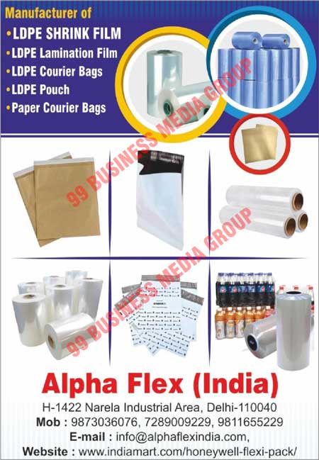 LDPE Shrink Films, LDPE Lamination Films, LDPE, Courier Bags, LDPE Pouches, Paper Courier Bags