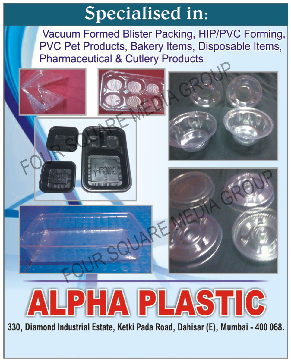 Vacuum Formed Blister Packing, Hip Foam Packaging, PVC Form Packaging, PVC Pet Packaging Products, Bakery Packaging Items, Disposable Packaging Items, Pharmaceutical Disposable Packaging Items, Disposable Cutlery Products,Hip Foaming, Pvc Forming, Pvc Pet Products, Bakery Items, Disposable Items, Pharmaceutical Products, Cutlery Product