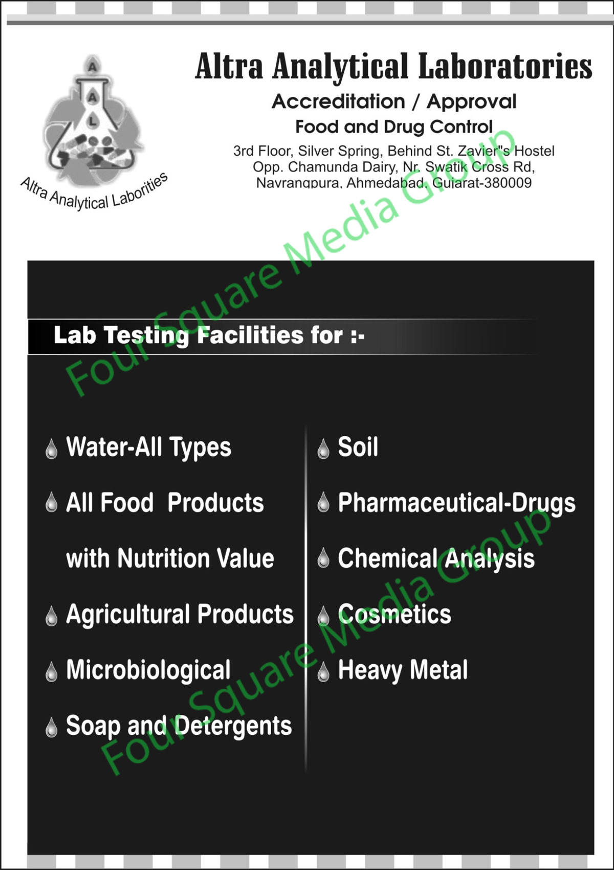 Lab Testing Facility For Water, Lab Testing Facility For Food Products, Lab Testing Facility For Agriculture Products, Lab Testing Facility For Microbiological, Lab Testing Facility For soaps, Lab Testing Facility For Detergents, Lab Testing Facility For Soil, Lab Testing Facility For Pharmaceutical Drugs, Lab Testing Facility For Chemical Analysis, Lab Testing Facility For Cosmetics, Lab Testing Facility For Heavy Metal,Soap, Detergents, Heavy Metal, Microbiological, Agricultural Products, All Food Products, All Type Of Water, Cosmetics, Soil, Pharmaceutical, Drugs