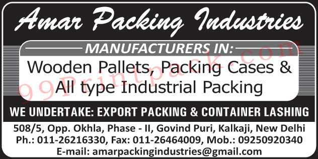 Wooden Pallets, Packing Cases, Industrial Packing,Lashing Belts, Steel Pallets, Polyester Lashing Belt, Iron Pallets, Dunnage Air Bags, Polywood Boxes, Wooden Crates, Waterproof Plywood Boxes, Plywood Boxes, Industrial Dunnage Bags, PVC Dunnage Bags, Wooden Boxes, Light Weight Wooden Boxes, Wooden Boxes