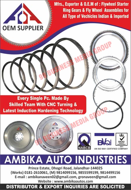 Automotive Flywheel Starter Ring Gears, Automotive Flywheel Assemblies, Automotive SI Ring Gaskets, Automotive SS Ring Gaskets, Automotive Stainless Steel Ring Gaskets, OEMs, Vehicle Flywheel Starter Ring Gears, Vehicle Flywheel Assemblies, Vehicle Ring Gears