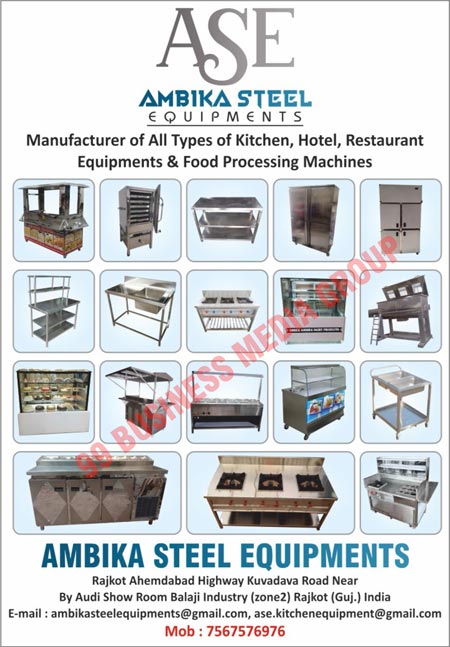 Kitchen Equipments, Hotel Equipments, Restaurant Equipments, Food Processing Machines