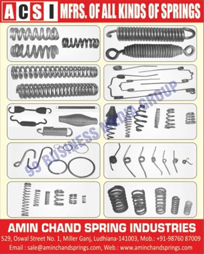 Springs, Rottabeater Shocker Springs, Coil Springs, Carrier Springs, Tank Springs, Break Springs, Die Springs, Compression Springs, Conical Springs, Torsion Springs, O Rings, Two Wheeler Springs, Cycle Springs, Hand Tools Springs, Compressure Springs, Tractor Hook Springs, Agriculture Springs, Brake Springs, Automotive Springs