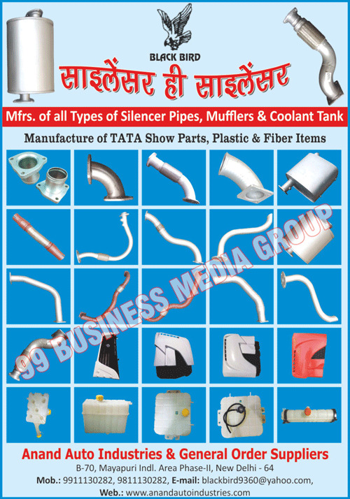 Silencer Pipes, Automotive Mufflers, Fuel Tanks, Automotive Silencers, Coolant Tanks, Tata Show Parts, Tata Plastic Items, Tata Fiber Items