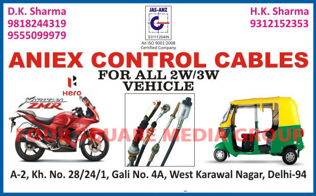 Automotive Cables, Two Wheeler Cables, Three Wheeler Cables, 2 Wheeler Cables, 3 Wheeler Cables