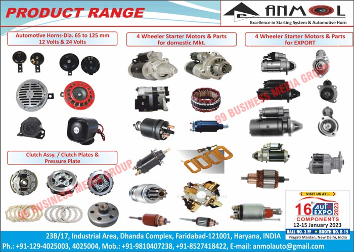 Agricultural Vehicle Auto Electrical Parts, Heavy Duty Commercial Vehicle Electrical Parts, Heavy Duty Commercial Vehicle Agricultural Vehicle Electrical Parts, Automotive Electrical Parts, Automotive Starter Motors, Automotive Solenoid Switches, Automotive Armatures, Automotive Horns, Clutch Assemblies, Clutch Plates, Pressure Plates, Wheeler Starter Motors, Wheeler Starter Motor Parts, Four Wheeler Starter Motors, Four Wheeler Starter Parts, Domestic Marketing Four Wheeler Starter Motors, Domestic Marketing Four Wheeler Starter Parts