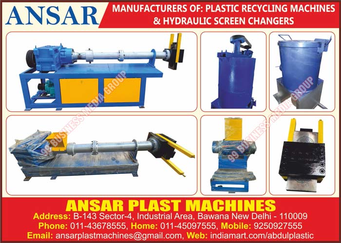 Plastic Recycling Machines, Hydraulic Screen Changers