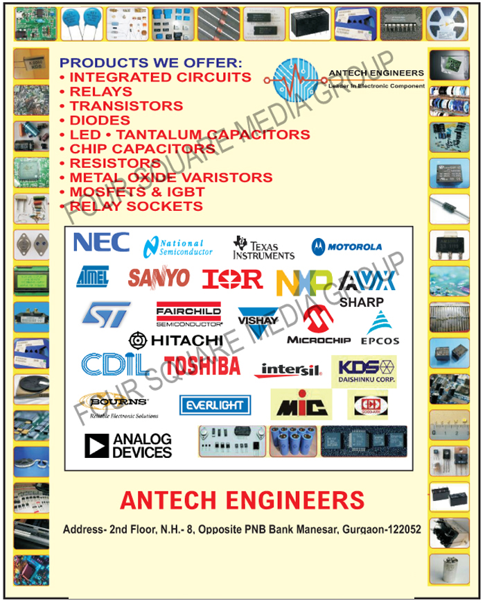 Electronic Components, Integrated Circuits, Relays, Transistors, Diodes, Leds, Tantalum Capacitors, Chip Capacitors, Resistors, Metal Oxide Varistors, Mosfets, IGBTs, Relay Sockets, MOV