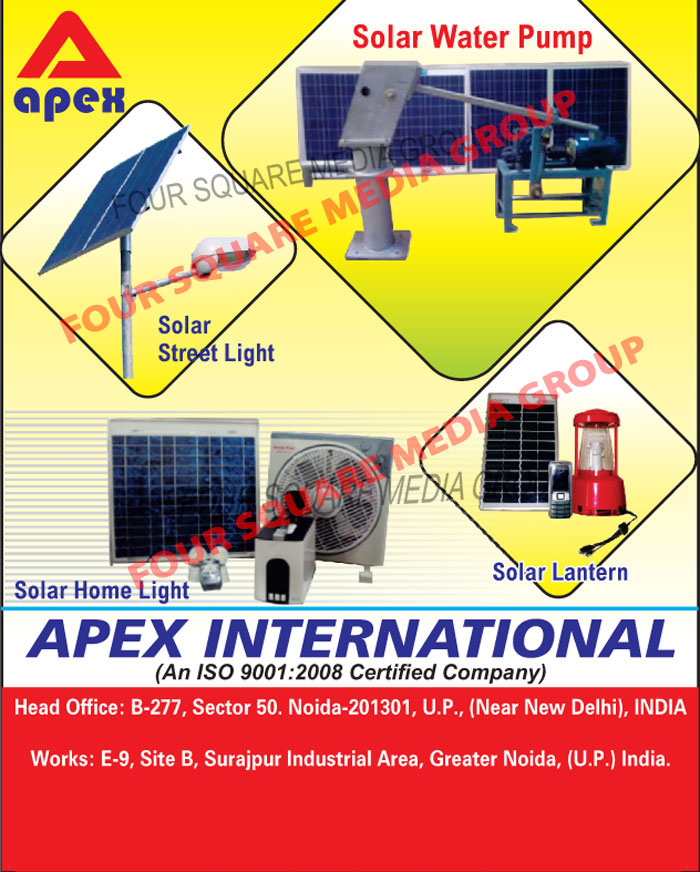 Solar Street Lights, Solar Water Pumps, Solar Home Lights, Solar Lanterns