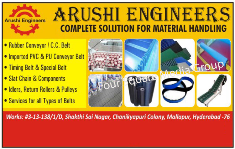 Material Handling Solutions, Rubber Conveyors, CC Belts, PVC Conveyor Belts, PU Conveyor Belts, Timing Belts, Slat Chains, Slat Components, Idler Rollers, Return Rollers, Pulleys, Belt Services, Conveyor Components, Plastic Slat Chains, PVC PU Conveyor Belts, PVC Conveyor Belts, Thread Mill Belts, Stainless Steel SS Alloy Chains, Timer Belts, Special Purpose Belts 