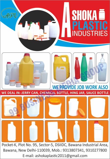 Plastic Bottles, Jerry Cans, Chemical Bottles, Hing Jars, Sauce Bottles, Poly Jars