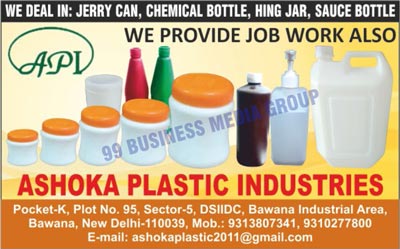 Plastic Bottles, Jerry Cans, Chemical Bottles, Hing Jars, Sauce Bottles