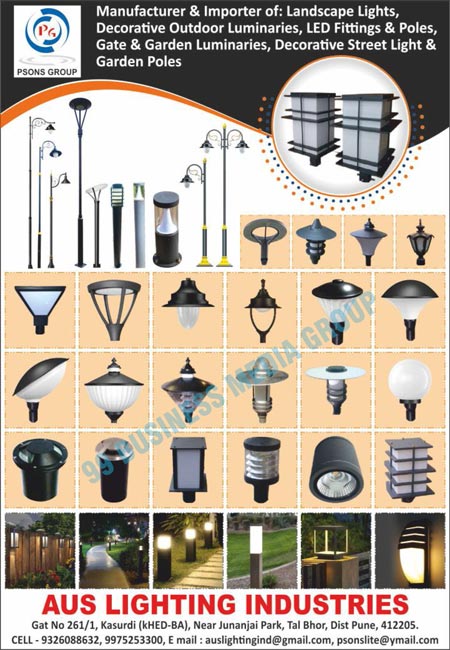 Landscape Lights, Decorative Outdoor Luminaries, Led Fittings, Led Poles, Gate Luminaries, Garden Luminaries, Decorative Street Lights, Garden Poles