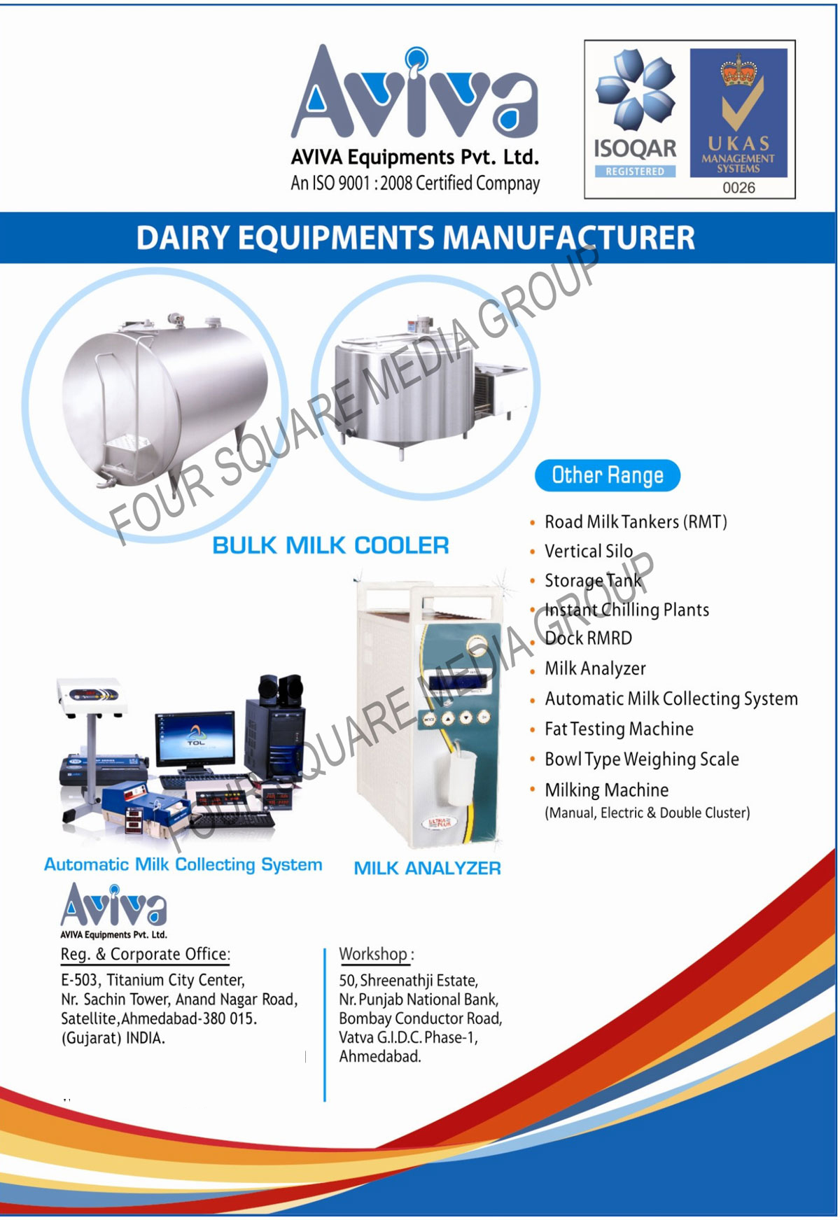 Bulk Milk Cooler, Milk Analyzer, Milk Collecting System, Fat Testing Machine, Dock Rmrd, Vertical Silo, Storage Tanks, Road Milk Tankers, RMT, Bowl Type Weighing Scale, Manual Milking Machine, Electric Milking Machine, Double Cluster Milking Machine, Dairy Equipments,Milking Machine