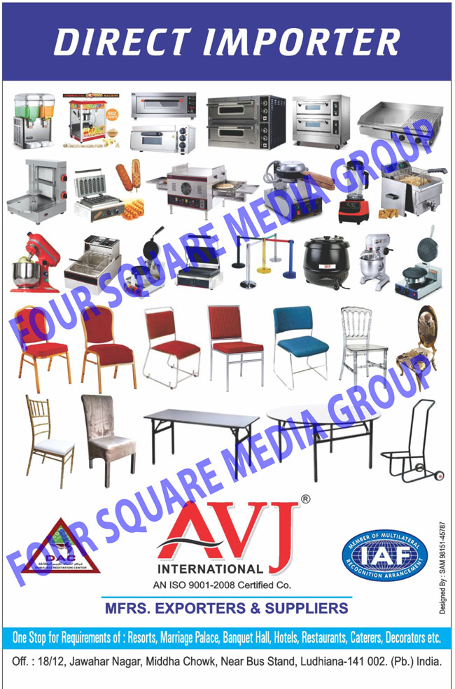 Kitchen Equipments, Resort Equipments, Marriage Palace Equipments, Banquet Hall Equipments, Hotel Equipments, Restaurant Equipments, Caterers Equipments, Decorator Equipments