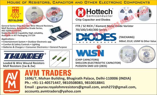 Taichang Diodes, Chip Capacitors, High Voltage Electrolytic Capacitors, Semi Conductors, Shunts, Coils, Radials, SMDs, House Resistors, House Capacitors, Electronic Components