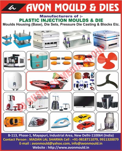 Plastic Injection Moulds, Plastic Injection Dies, Base Mould Housings, Die Sets, , Pressure Die Castings, Pressure Die Blocks