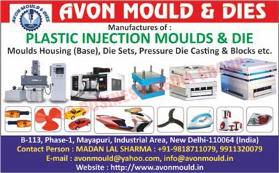 Plastic Injection Moulds, Plastic Injection Dies, Base Mould Housings, Die Sets, Pressure Die Castings, Pressure Die Blocks