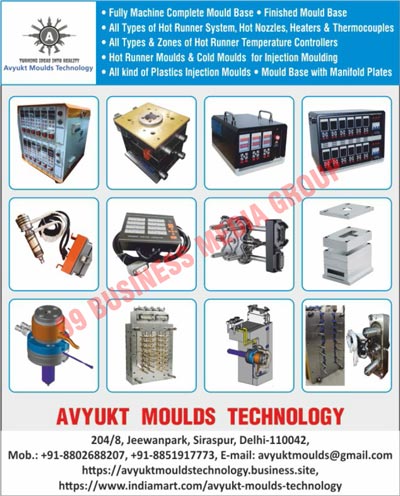 Fully Mould Base Machines, Finish Mould Base Machines, Hot Runner Systems, Hot Nozzles, Heaters, Thermocouples, Hot Runner Zone Temperature Controllers, Injection Moulding Hot Runner Moulds, Injection Moulding Cold Moulds, Plastic Injection Moulds, Mould Base Manifold Plates