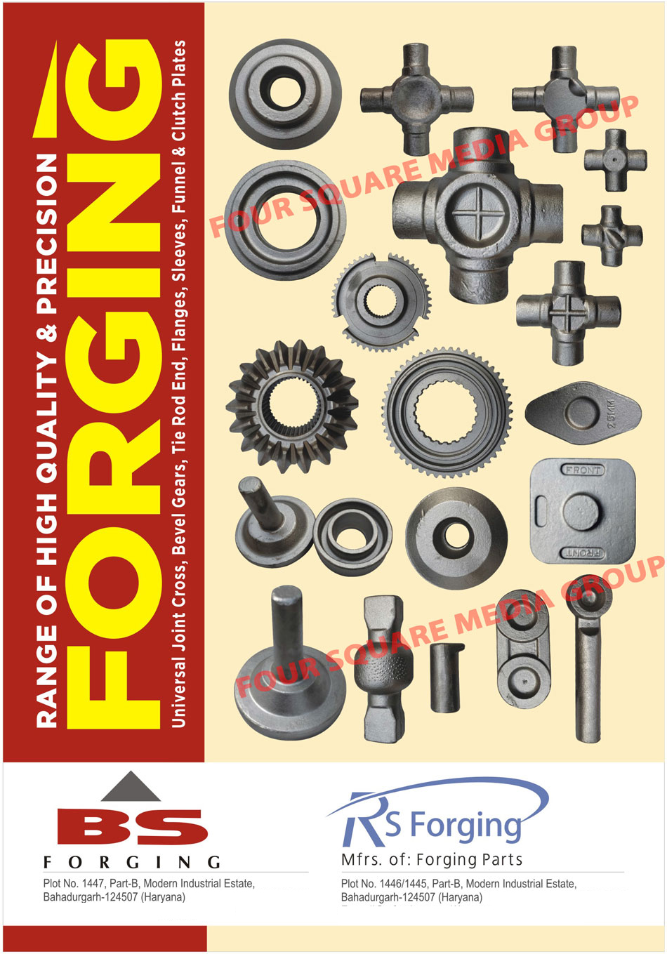 Forgings, UJ Crosses, Universal Joint Cross, Bevel Gears, Tie Rod Ends, Flanges, Sleeves, Funnel Plates, Clutch Plates, Forging Parts