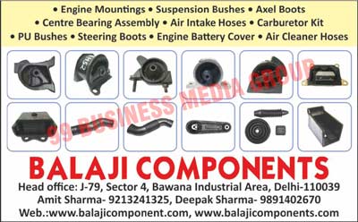 Foreign Vehicle Automotive Metal Bonded Rubber Parts, Indian Vehicle Automotive Metal Bonded Rubber Parts, Engine Mountings, Suspension Bushes, CV Boots, Rubber Hose Pipes, Air Intake Hoses, PU Suspension Bushes, Axel Boots, Centre Bearing Assemblies, Carburetor Kits, Steering Boots, Engine Battery Covers, Air Cleaner Hoses