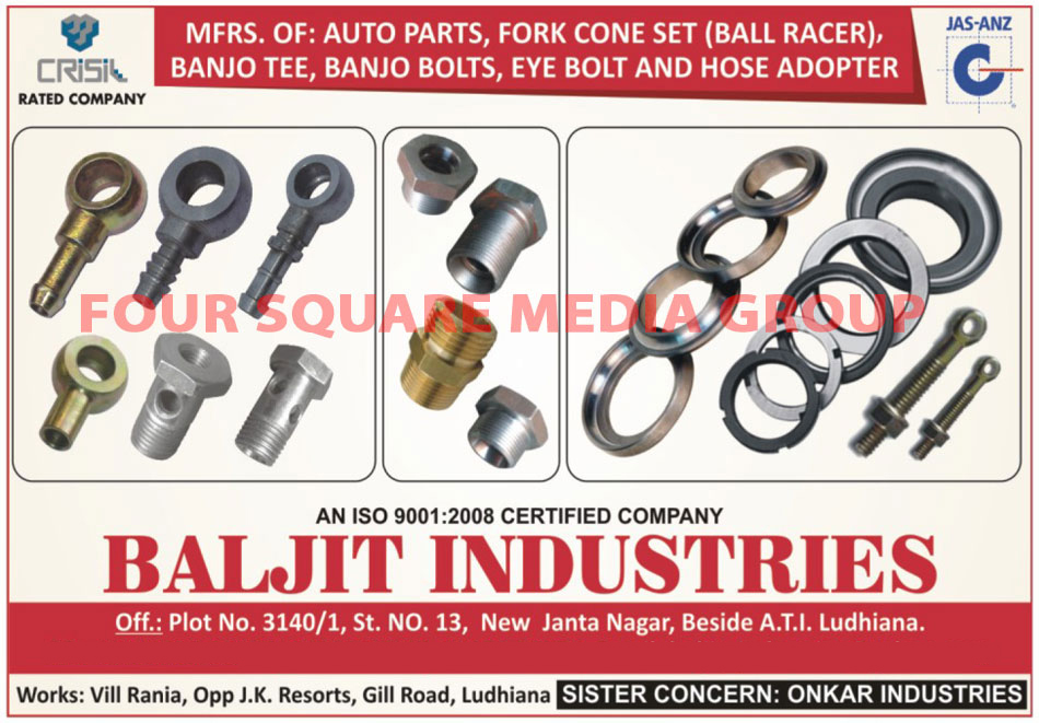 Auto Parts, Fork Cone Sets, Ball Racers, Banjo Tees, Banjo Bolts, Automotive Spare Parts,Oil Engine Parts, Cone Set, Steering Cone Set, Fasteners, Metal Adapters, Flange Nut, Hydraulic Nipples, Side Cutting Banjo Tees, Forged Banjo Tees, Nylon Banjo Tees, Metal Banjo Tees, Grooved Banjo Tees, Single Banjo Tees, Bolts