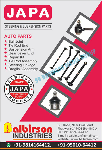 Steering Parts, Suspension Parts, Auto Parts, Ball Joints, Tie Rod Ends, Suspension Arms, Gear Lever Ends, Repair Kits, Tie Rod Assemblies, Steering Linkages, Draglink Assemblies